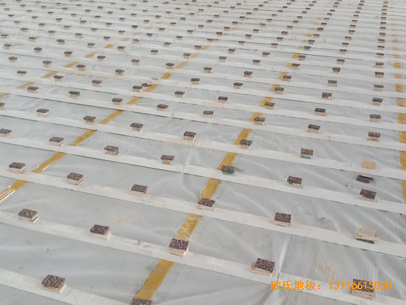 山東菏澤第六實驗小學籃球館運動木地板鋪設案例1
