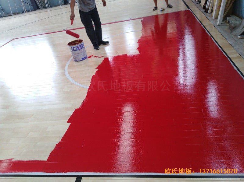 湖北黃石黃金海灣籃球訓練館運動木地板鋪設案例4