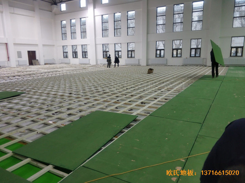 西安63751部隊籃球館體育木地板施工案例2