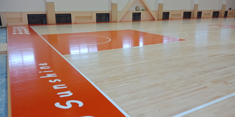 北方溫泉會議中心籃球場運動木地板施工案例5