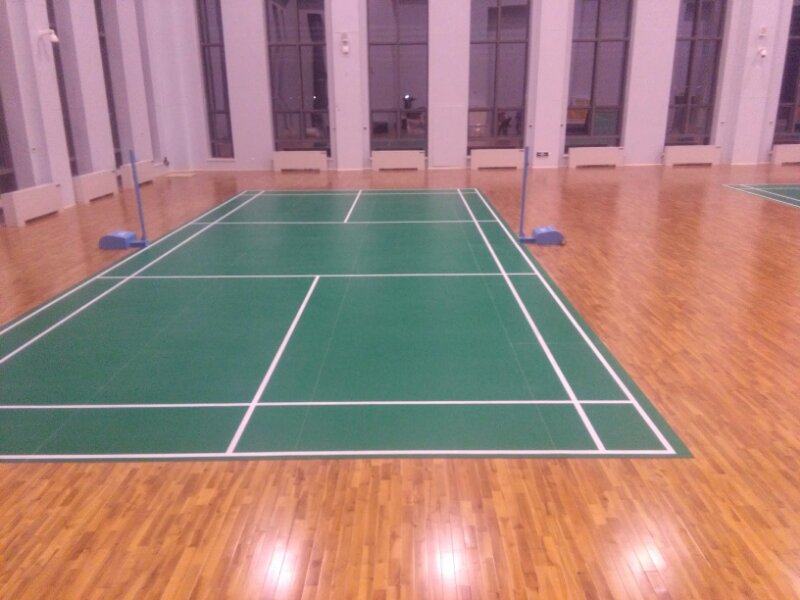 甘肅敦煌大酒店羽毛球場和網球場運動木地板鋪設工程4