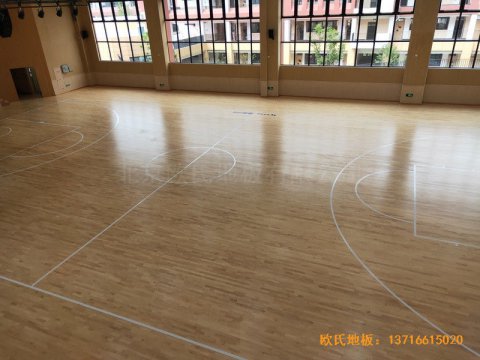 杭州高中啟成校區籃球館運動地板施工